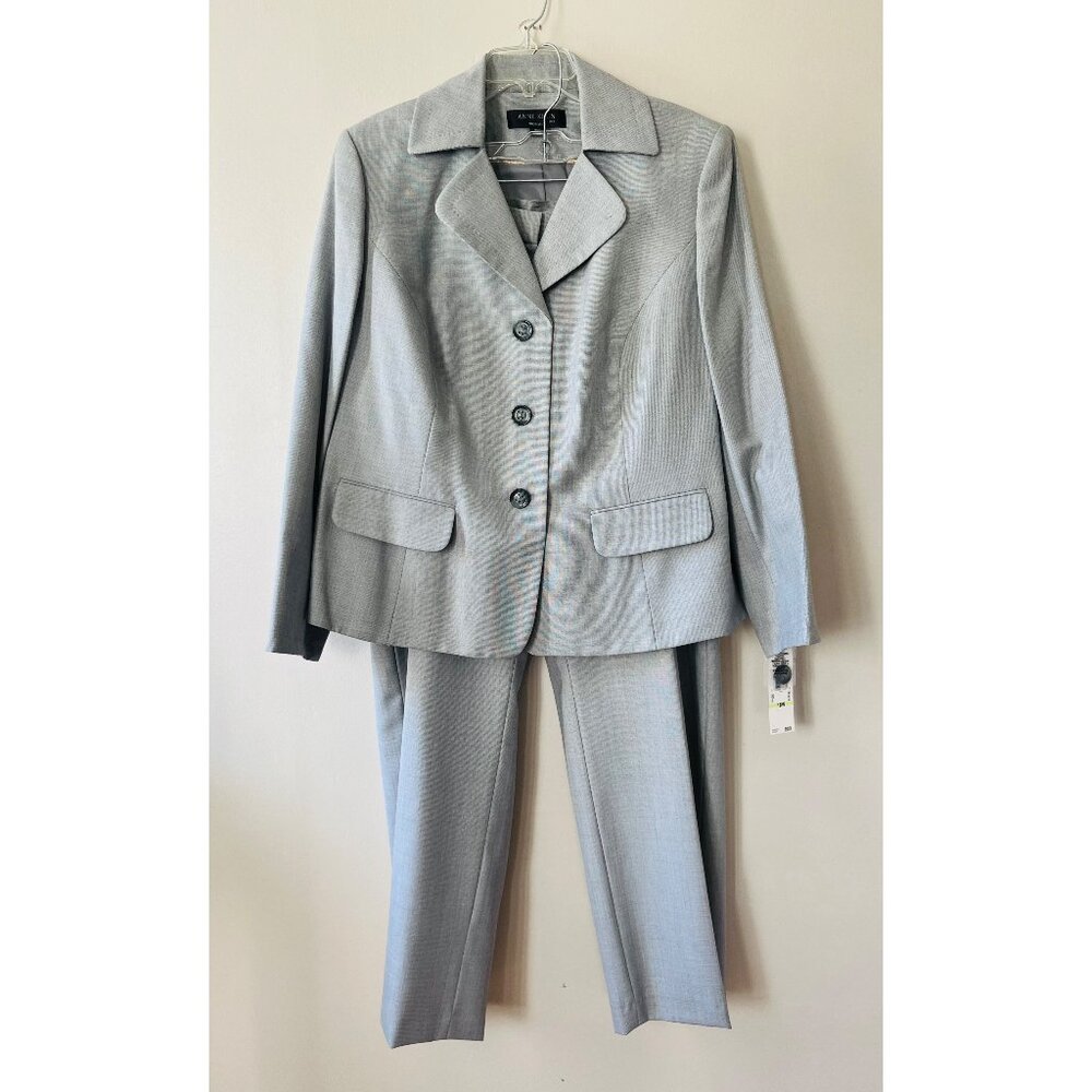 Anne Klein 2X Stone Gray Stretch Modern Fit Flared Office Workwear Pant Blazer